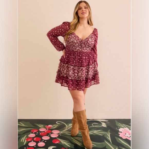 Altar'd State Dresses & Skirts - Altar'd State Teresa Floral Long Sleeve Mini Dress